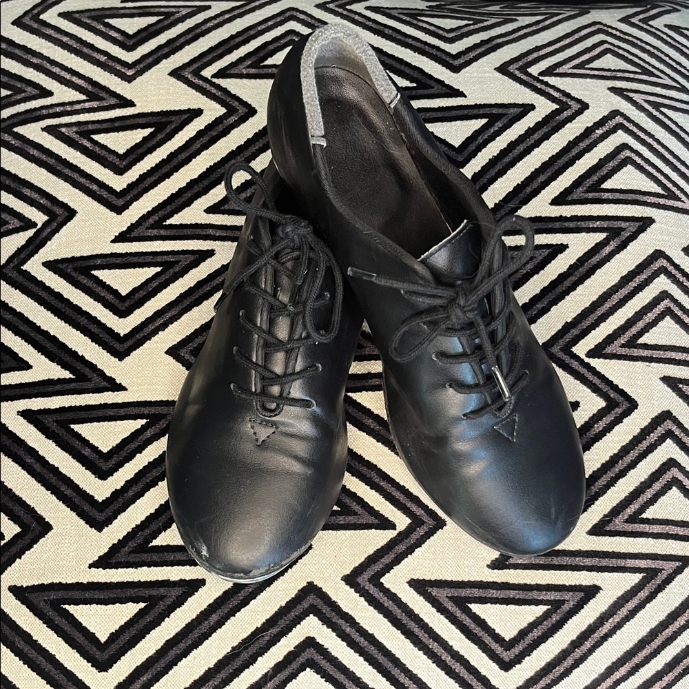 Women’s So Danca Lace-Up Tap Shoes Black Leather Size 5.5M
